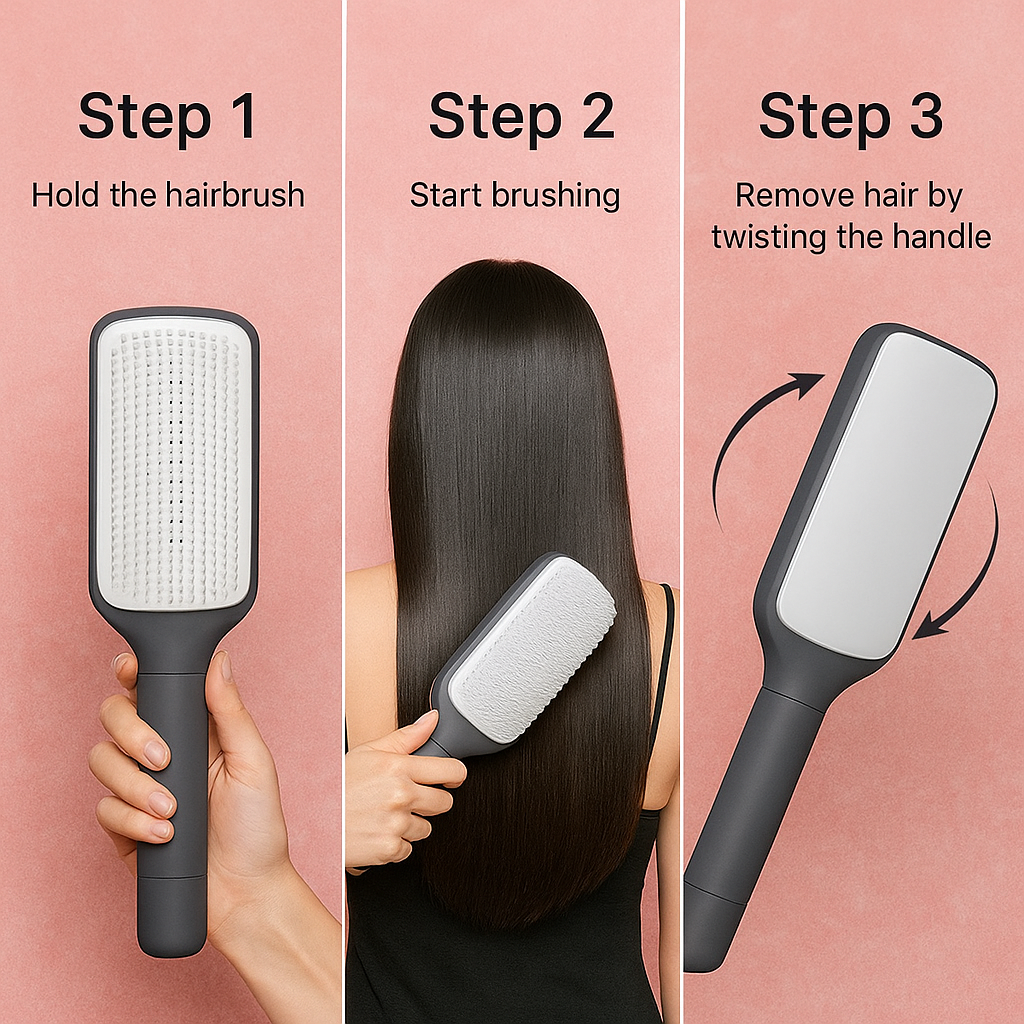 PETTY - Premium 4 In 1 Self Cleaning Hair Brush